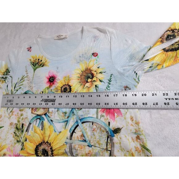 Jess & Jane Womens Sunflower Bicycle Print Tunic Top Small Asymmetric New $67 - Picture 6 of 8